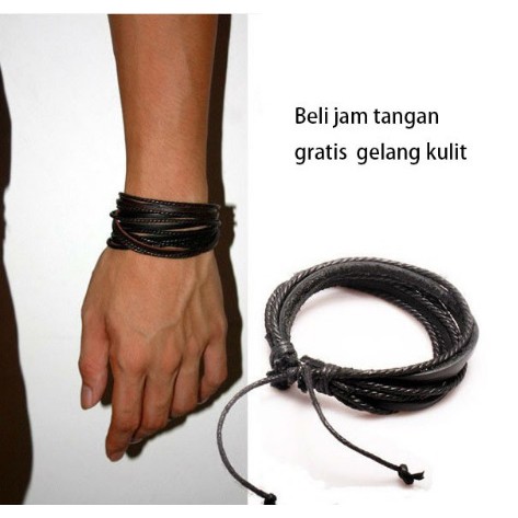 Free Gelang Original FORSINING Jam Tangan Pria Mekanik Otomatis Casual Kulit Anti Air Wrist Watch