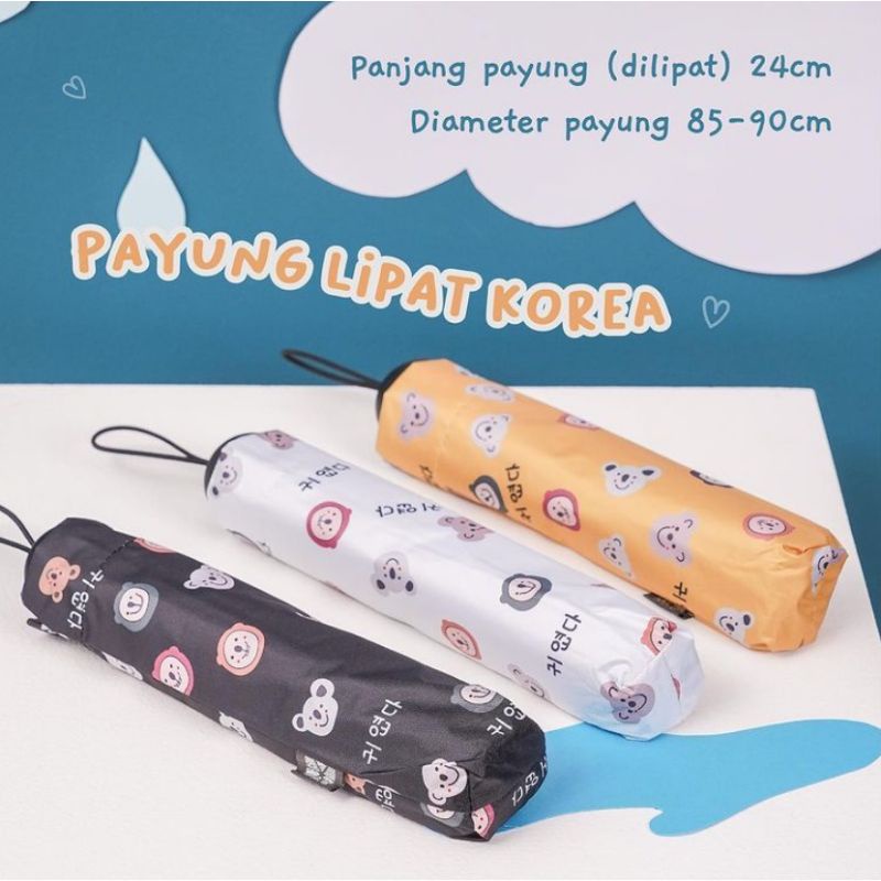 Payung lipat / Payung Mini / Korea style lucu lapis hitam anti UV motif Animal/ GRC - 602