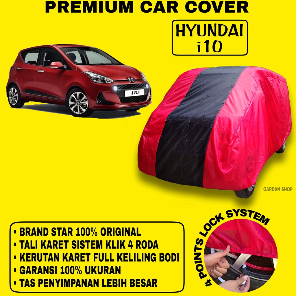 Body Cover HYUNDAI i10 MERAH HITAM Penutup Bodi Mobil Hyundai i10 Waterproof PREMIUM