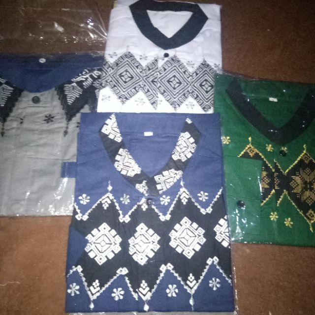 Batik Kalongan | Koko Batik Bordir Lengan Panjang Edisi Lebaran Size S M L Xl