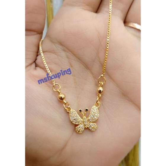 Kalung anak motif kupu-kupu gold permata perhiasan anak