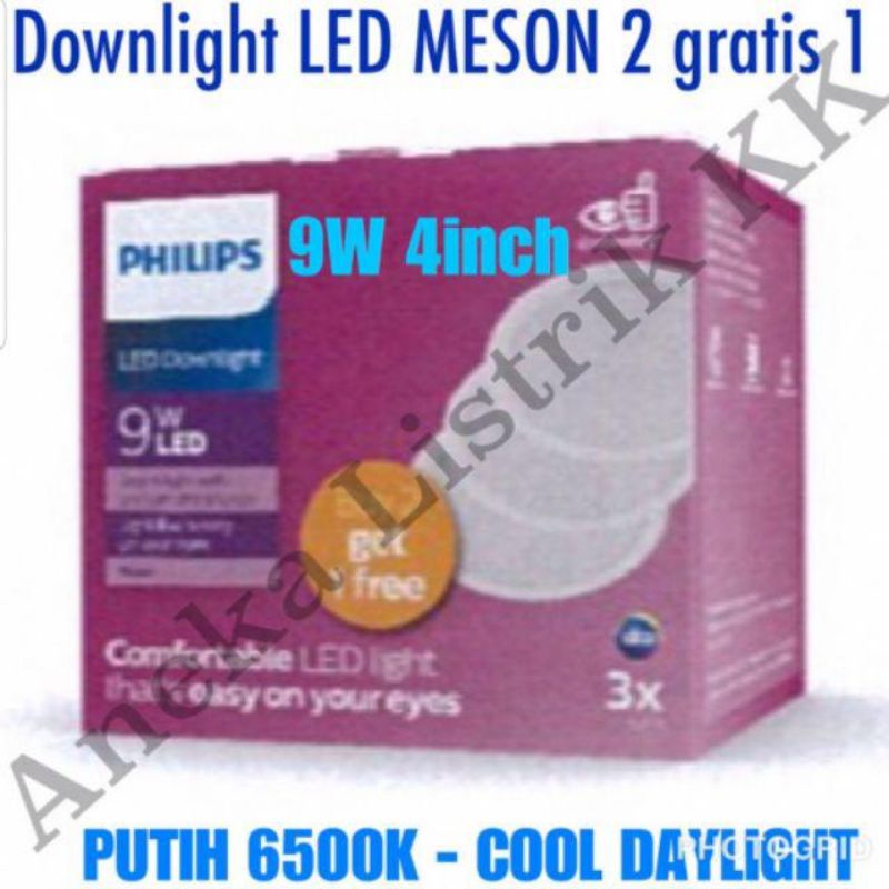 DOWNLIGHT PHILIPS BELI 2 GRATIS 1 MESON PACK 3,5W 5W 9W 13WATT LAMPU PLAFON