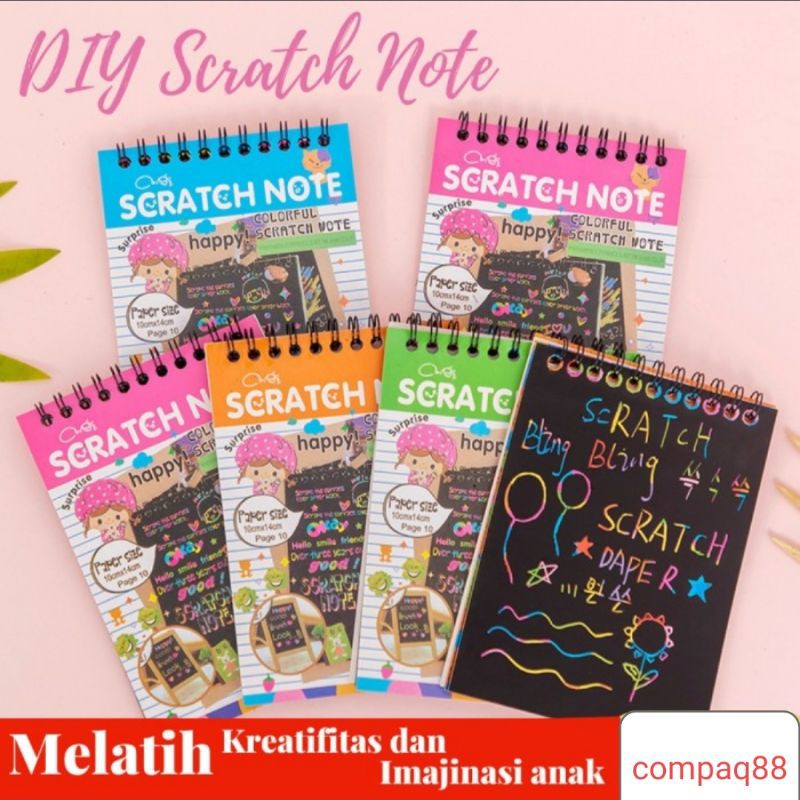 Buku Magic Colourful Scratch Note Kecil / Black Cardboard DIY