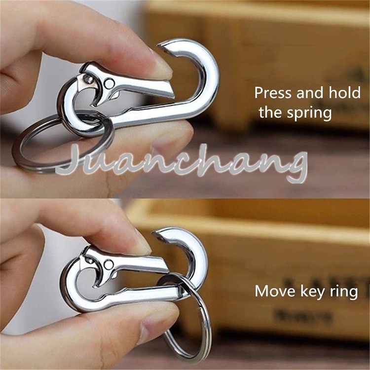 Gantungan Kunci Mobil / Motor Kreatif Bahan Metal Alloy Multifungsi High Quality Popular Stainless Steel Car Anti-loss Key Ring / Carabiner Stainless Steel / Key Chain Silver