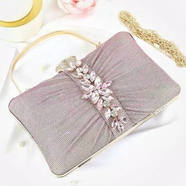 tas pesta batu permata swarovski diamond berlian blink kebaya pesta pillow bag glitter bunglon