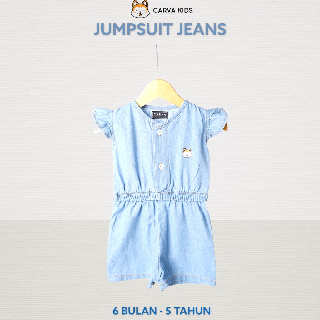 CARVA JUMPSUIT ANAK SOFT JEANS PEREMPUAN ATASAN BAYI DENIM ORIGINAL 1-5 TAHUN LUCU IMUT BEST SELLER