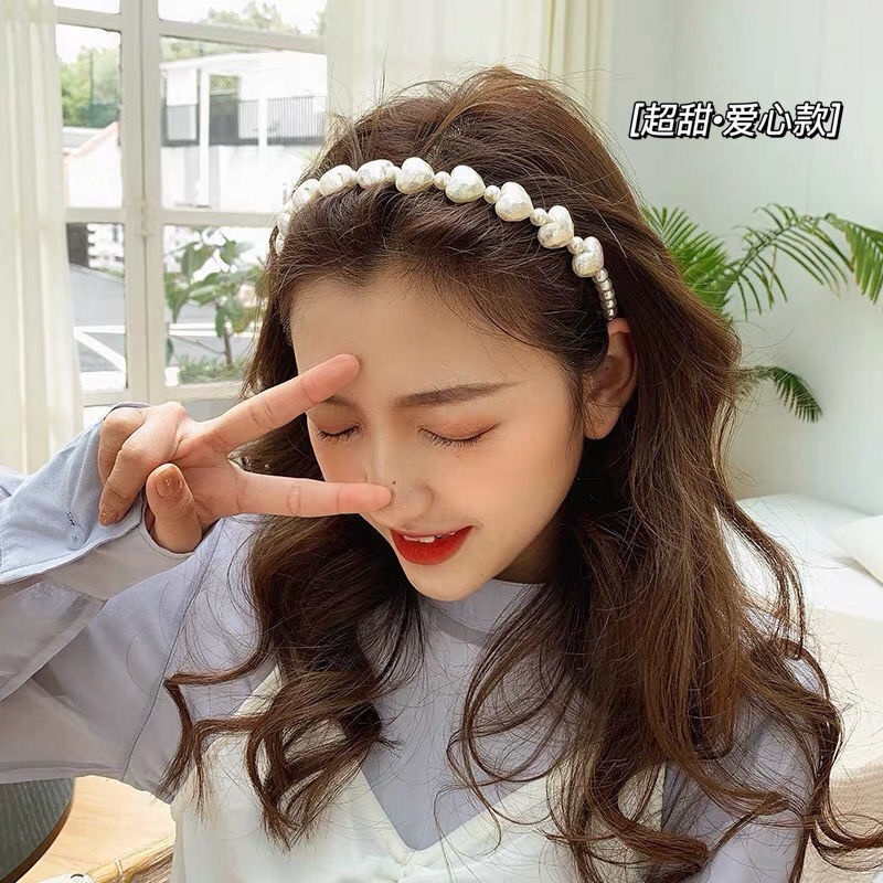 Pearl hair hoop retro Sen Department super fairy girl head hoop versatile go out press hairpin lady