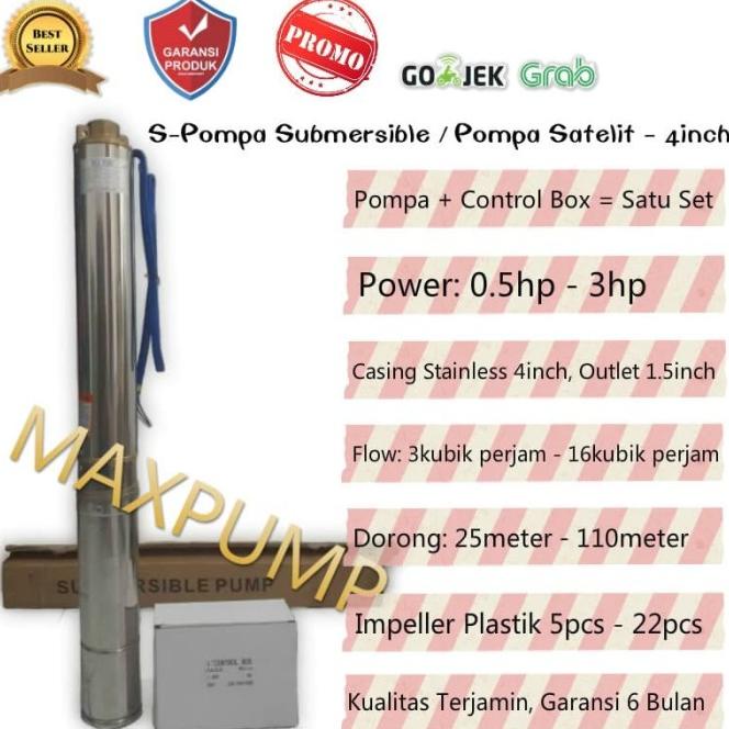 Mesin Pompa Air Satelit Casing 4 Inch Outlet 1.5 Inch Submersible Pump