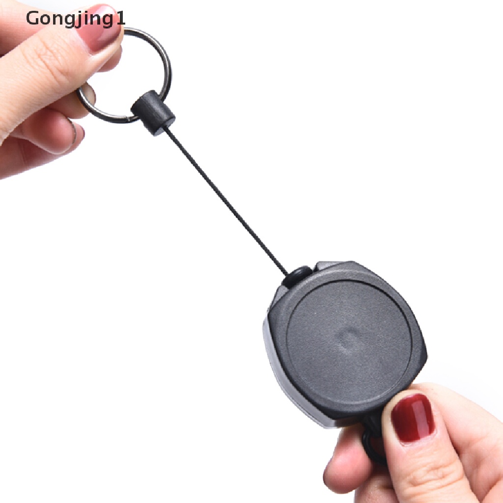 Gongjing1 Gantungan Kunci Holder Kartu ID Dengan Tali Retractable Warna Hitam