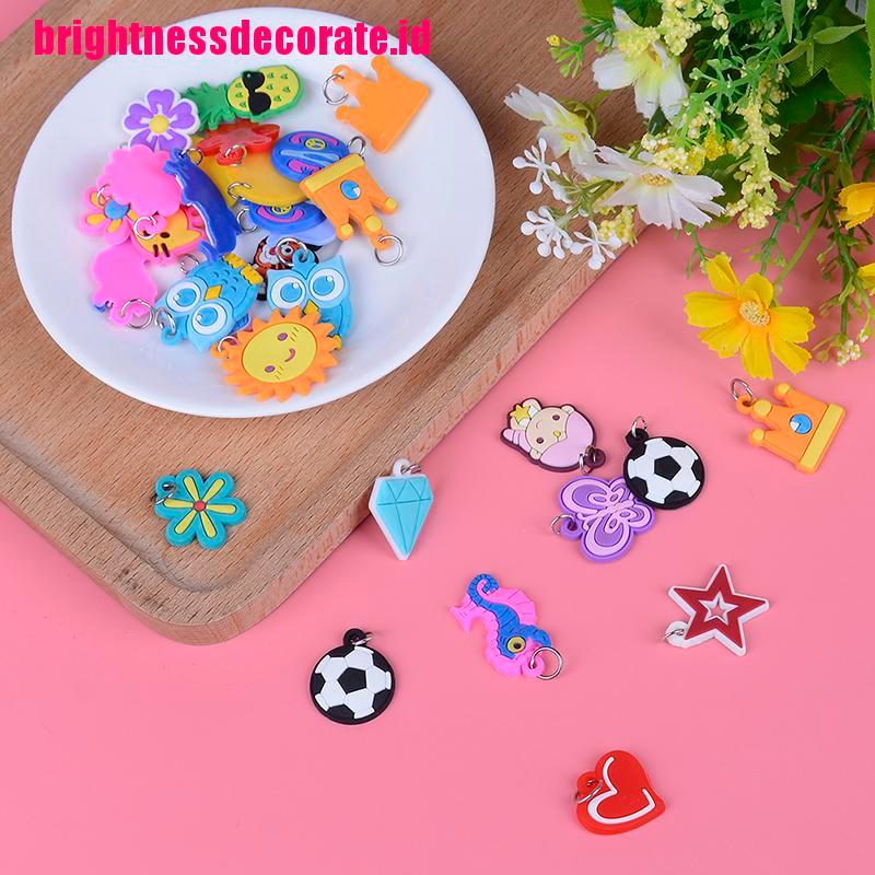 Brightid 30pcs / Set Mainan Manik-Manik Bentuk Kartun Hewan / Bunga Warna-Warni Untuk Diy Membuat Perhiasan