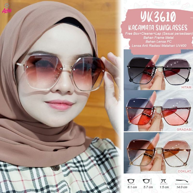 KACAMATA SUNGLASSES WANITA ANTI RADIASI MATAHARI (UV 400) "KODE YK3610" BY ASTA