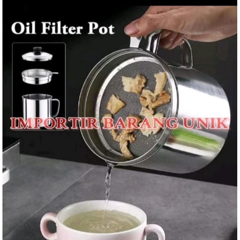 POT WADAH SARINGAN MINYAK GORENG STAINLESS 1,2 LITER DAN 1,3 LITER KUAT MURAH SARINGAN DAPUR  REMPAH TEH KOPI