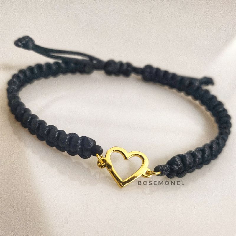 Gelang Tali Serut/Adjustable Motif Love Anti Karat dan Lapis Emas