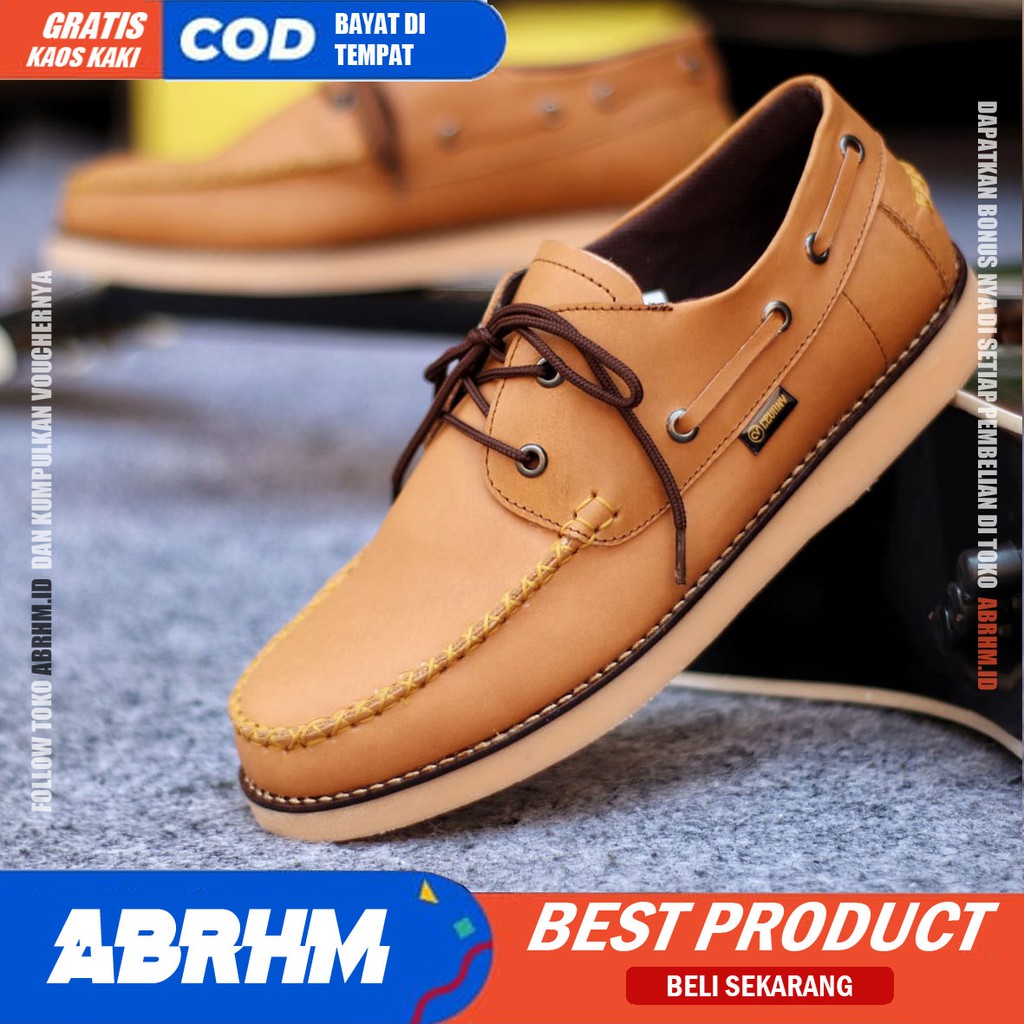 ABRHM x DAVIS Sepatu  Kasual Pria Sepatu Pria Casual Kulit Asli Kerja Cowo/Cowok Ori Santai Sepatu Semi Formal Kuliah Kondangan Gaya keren Kekinian Murah Terlaris