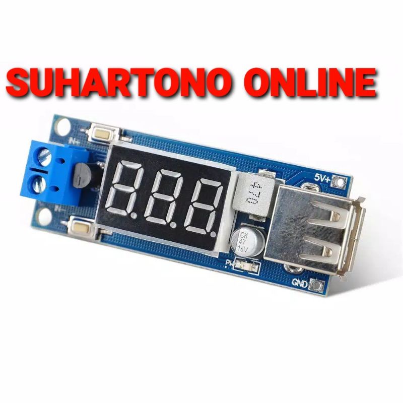 DC 4.5-40V hingga 5V 2A USB Pengisian DC-DC Digital Step-down