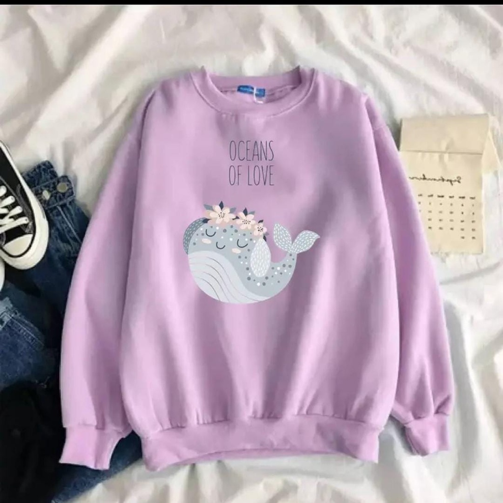 SWEATER WANITA OCEAN /// CREWNECK WANITA LUCU TEBAL KEKINIAN TERBARU''