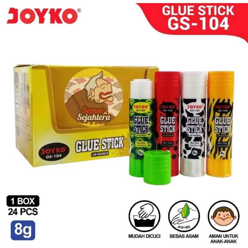 

1 pak/24 pcs Lem stik joyko motif animal 8g GS-104