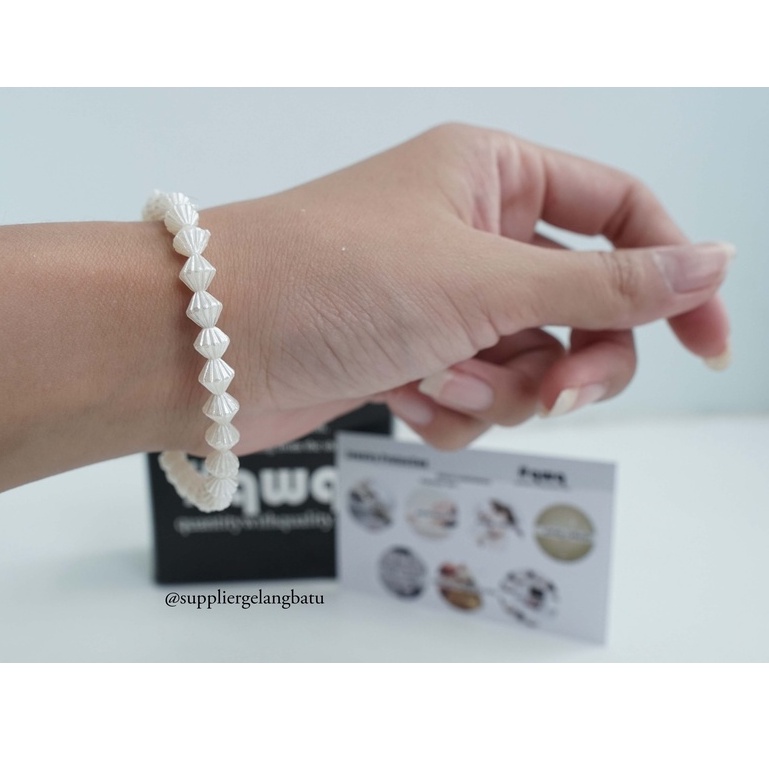 GELANG Mutiara Sintetis BICONE 8MM WHITE PEARL bingkisan kado cantik