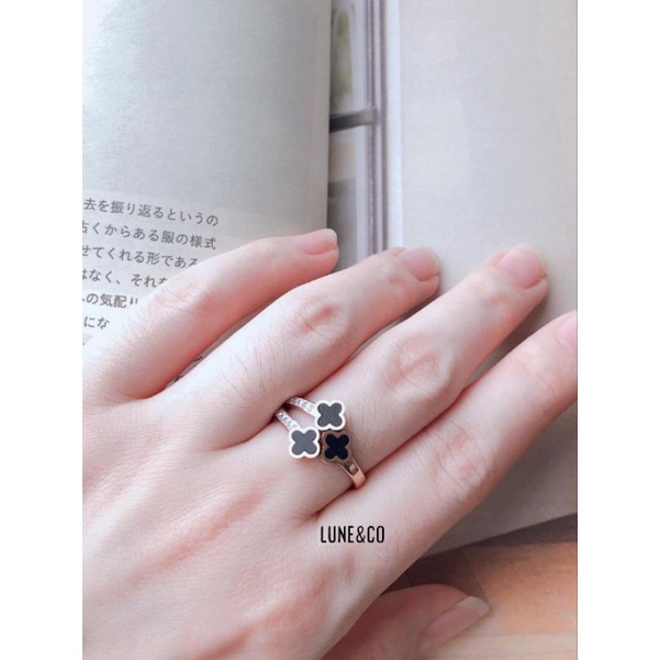 Cincin Triple Clover Fashion Korea Impor Titanium Anti Karat