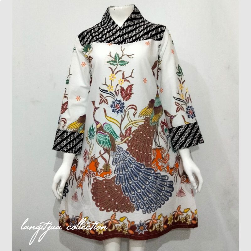 TUNIK BATIK ISYANA MERAK AYU#02 | DRESS BATIK MOTIF BURUNG MERAK