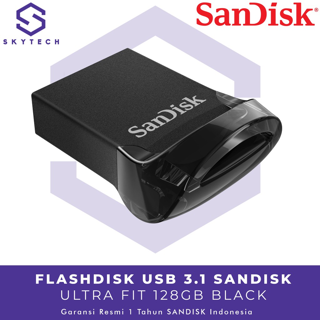 FLASHDISK SANDISK 128GB ULTRA FIT USB 3.0 CZ430 ORIGINAL GARANSI RESMI