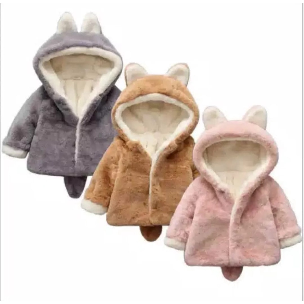 JAKET BAYI PEREMPUAN DAN LAKI-LAKI BULU TEBAL JAKET BAYI LAKI-LAKI BULU TEBAL MANTEL HOODIE BABY RAB