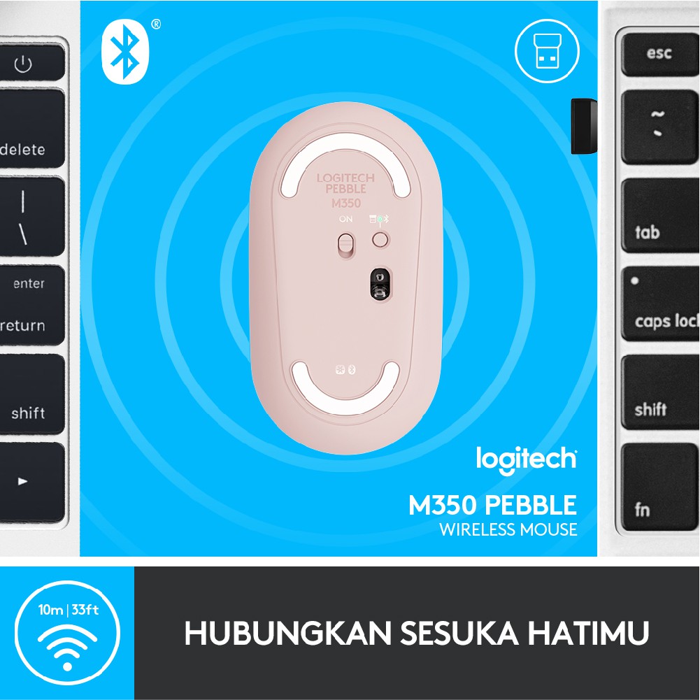 Logitech Pebble M350 Mouse Wireless Bluetooth untuk Windows, Mac, Chrome OS, Android, iOS, Slim, Silent Image 6