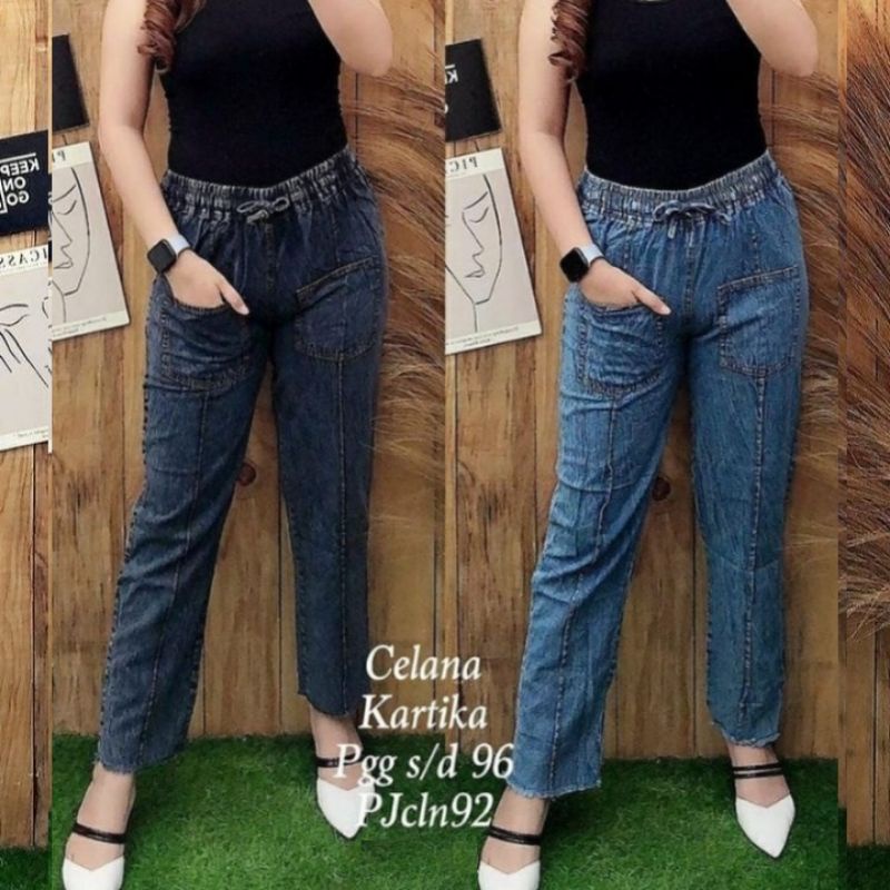 Jeans Denim Wanita - Celana Jeans Washed Boyfriend