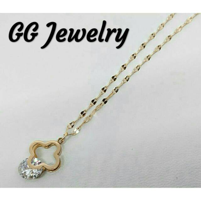 GG Kalung Titanium Premium Liontin LV* Berlian #KL-168