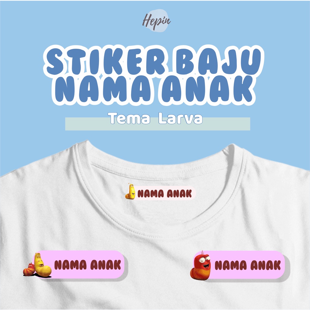 

(30-40pcs)tinggal setrika Stiker Kain Label Baju Nama Anak tema LARVA / Sablon Setrika Name /Label Sticker Iron on sticker a/ Kain