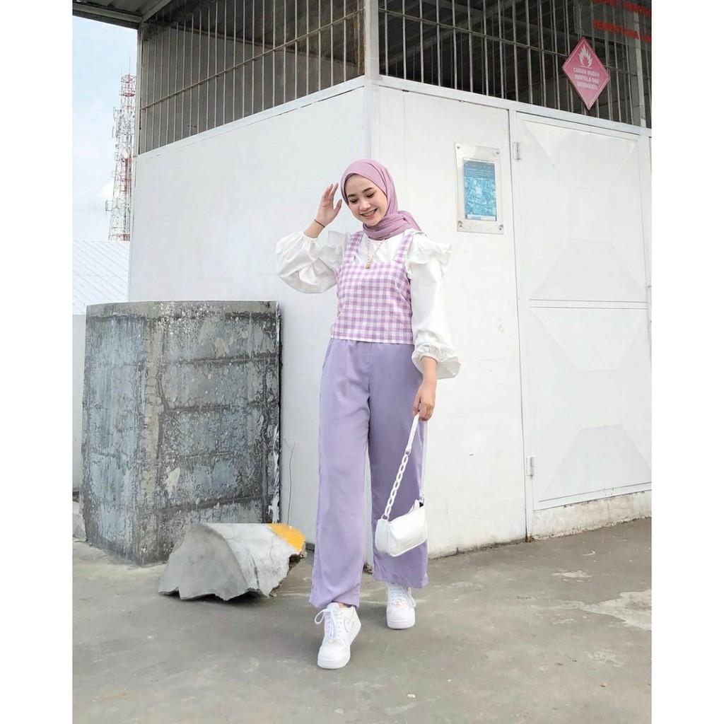 Anjas Top 2in1 Free Rompi Katun Kotak Fashion Wanita Terlaris