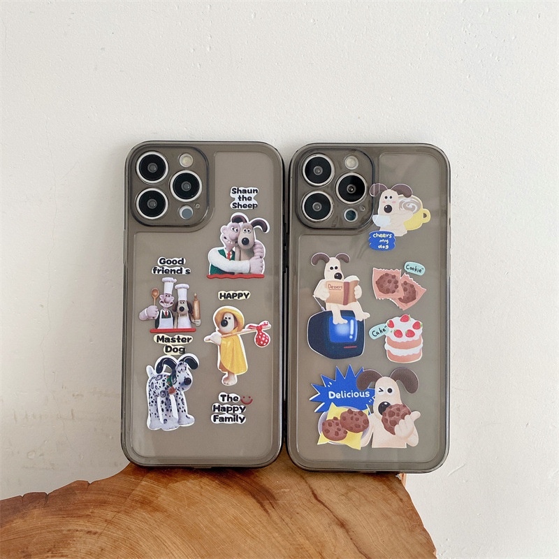 IPHONE Kartun Cook Puppy Dog Hitam Transparan Casing Ponsel Cover Untuk Iphone7 8 PLUS X XR XS 11 12 13 14 PRO MAX SE