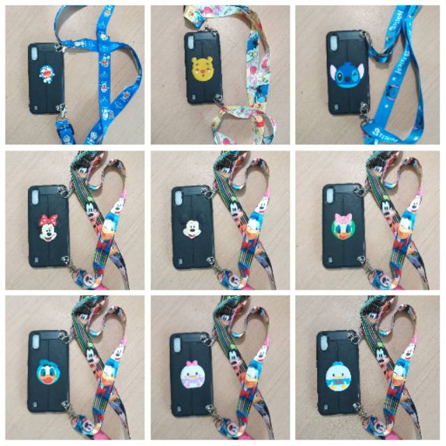 Samsung A01 New 2020 Soft Case Karakter 3D Free Tali Slempang Doraemon Minnie Mickey Donald Pooh