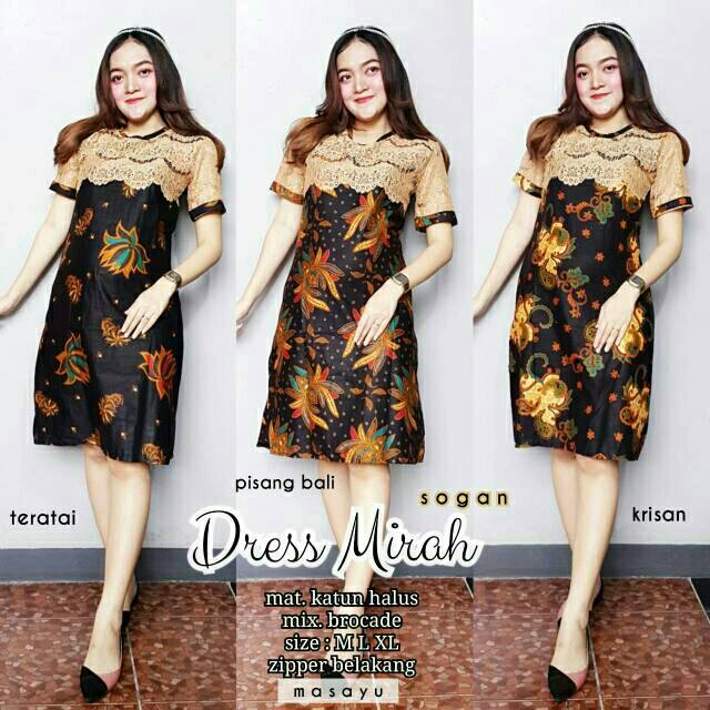 DRESS MIRAH BROKAT DRESS BATIK REMAJA PESTA WANITA SERAGAM BRIDESMAID DRESS BATIK MURAH