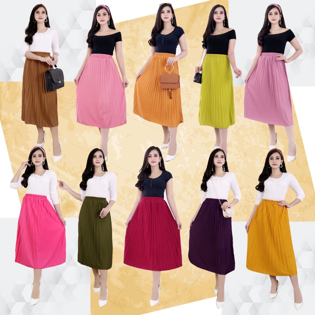 ROK PLISKET WANITA 7/8 BAHAN PREMIUM