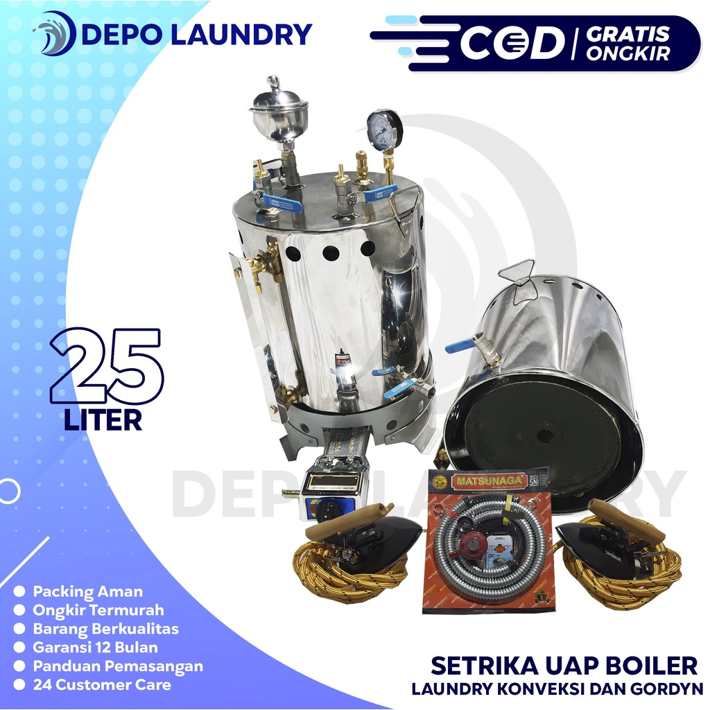 GRATIS ONGKIR Setrika Uap Laundry 25 liter Standard 2 Setrika Lengkap