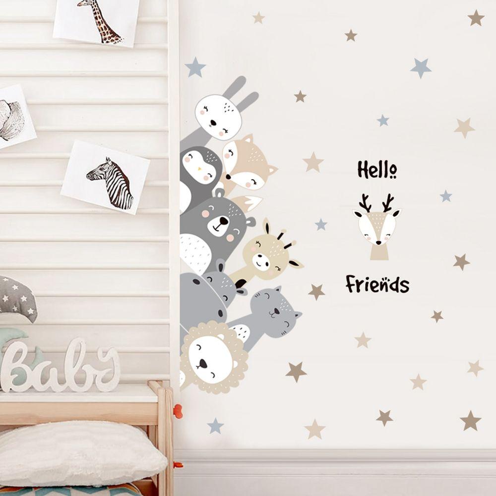 [Elegan] Stiker Dinding DIY Hippo Friends Animal Stickers Art Dekorasi Rumah Untuk Kamar Anak Nursery