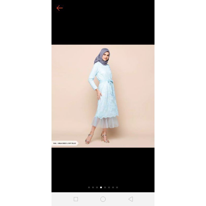 Sorabel - Hala Greis Brukat A-Line Muslim Dress