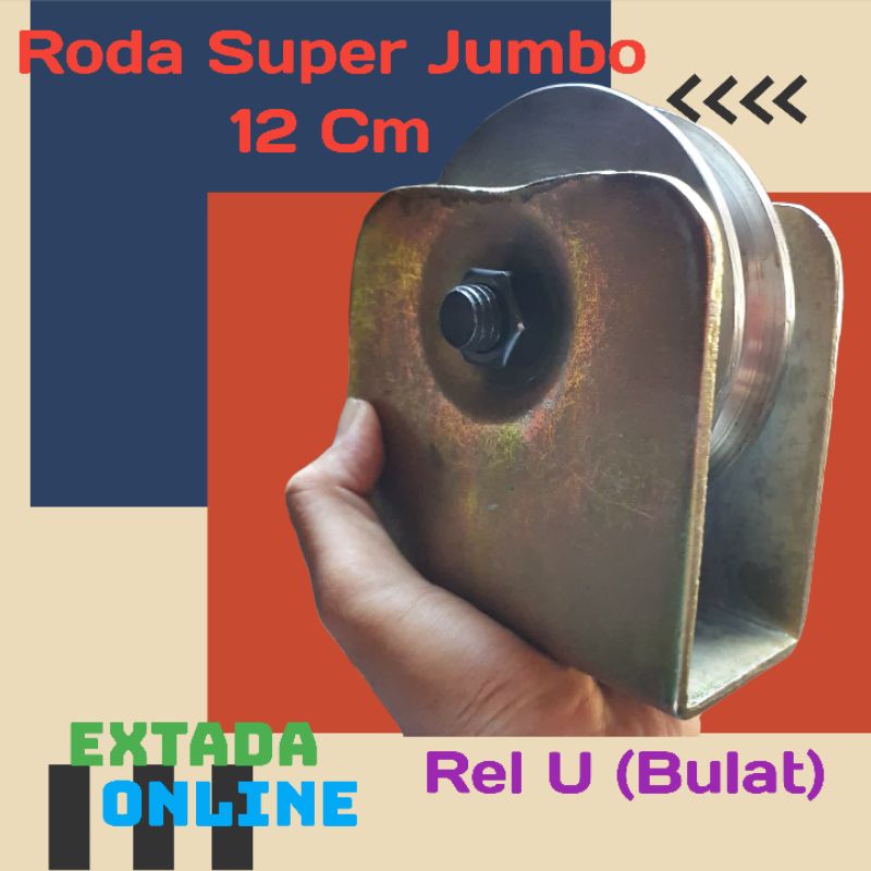 Roda pagar besi 12Cm super jumbo Rel U (bulat) ornamen pagar berkualitas