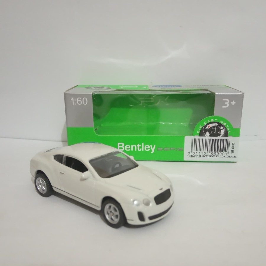 Diecast mobil Bentley continental putih welly skala 60 Harga murah