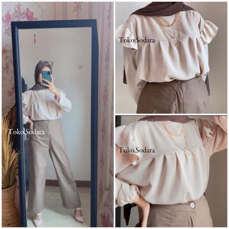 Blouse Wanita Hafiza // Hafiza Blouse Crincle // Blouse Lengan Balon Korea Style