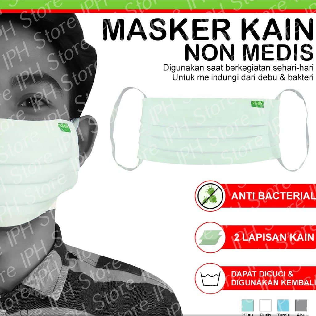 Masker Kain Wajah Golden Nick (Anti Bacterial , Kain 2 Lapis)