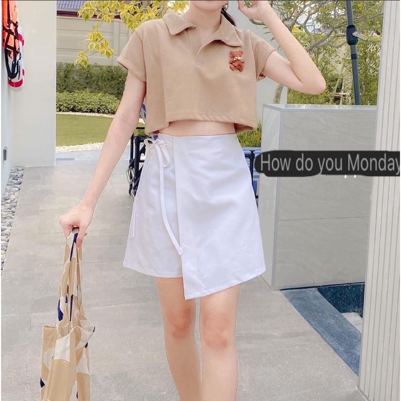 Croptop Polo , Crop tee Polo ( collar ) Korean