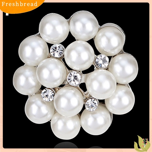 [ TERLARIS]Flower Rhinestone Imitation Pearl Brooch Pin DIY Bridal Wedding Bouquet Decor