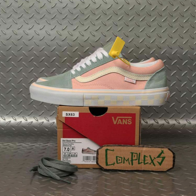 vans old skool pro washout peach blue