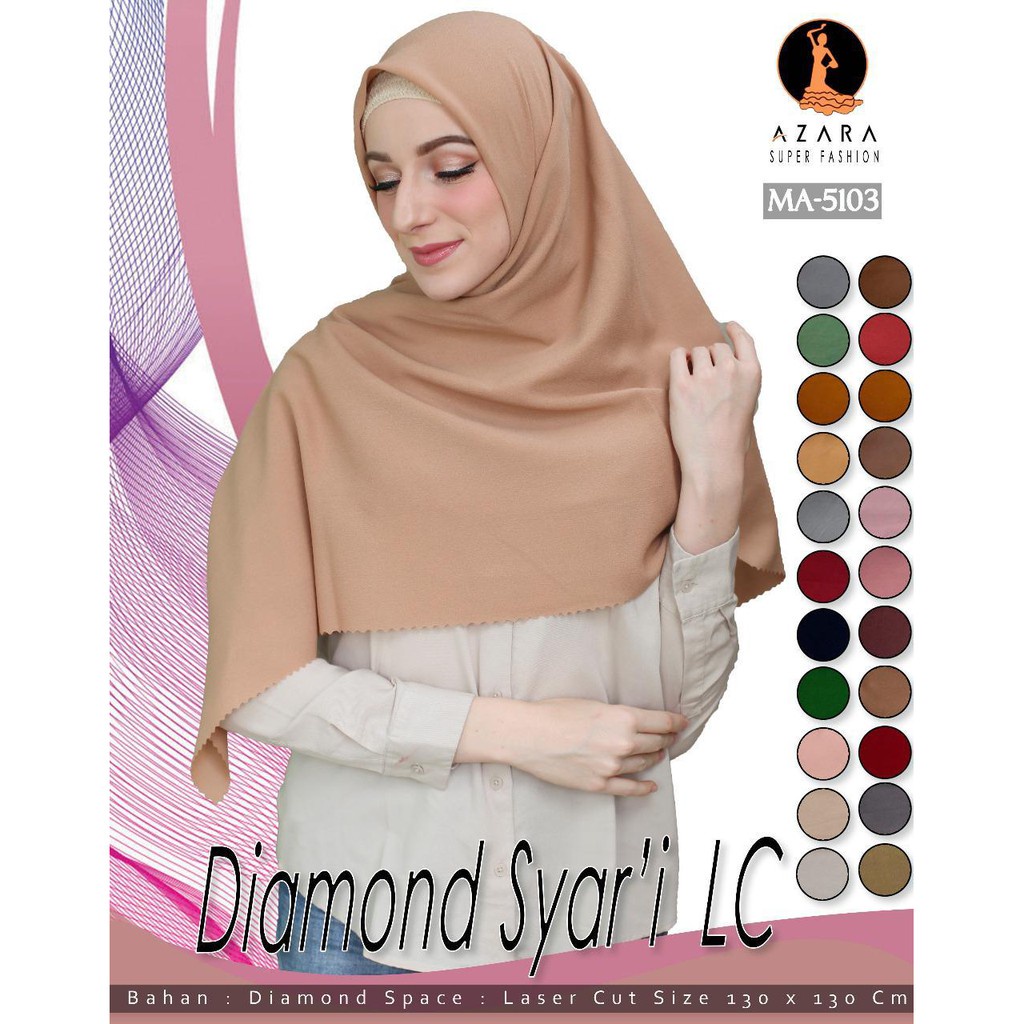 Hijab DIAMOND SYAR'I AZARA LC | SegiEmpat IMPORT SYAR'I JUMBO POLOS UKURAN 130 X 130 CM