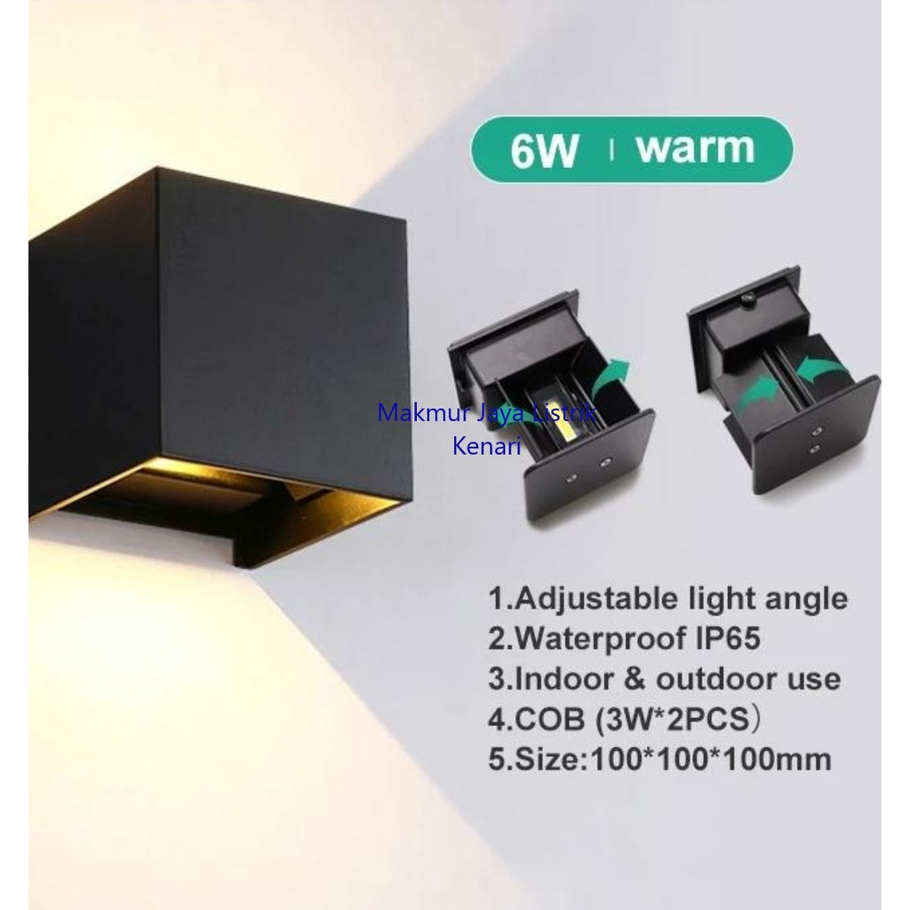 Lampu Dinding 6W LED 2 Arah Wall Light Tembok outdoor watt ADJUSTABLE