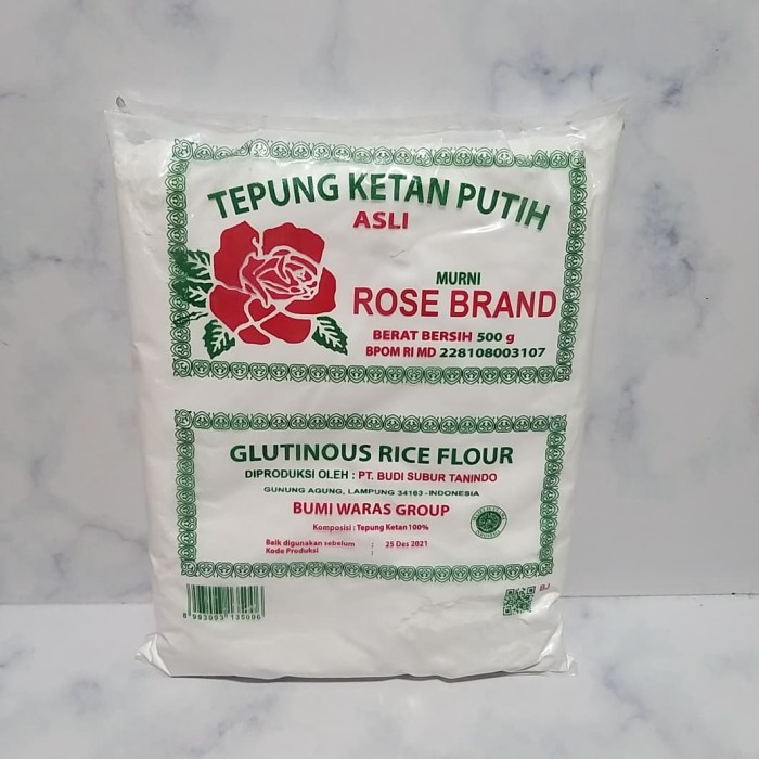 

Ketan-Beras-Tepung- Tepung Ketan Rose Brand 500 Gram -Tepung-Beras-Ketan.