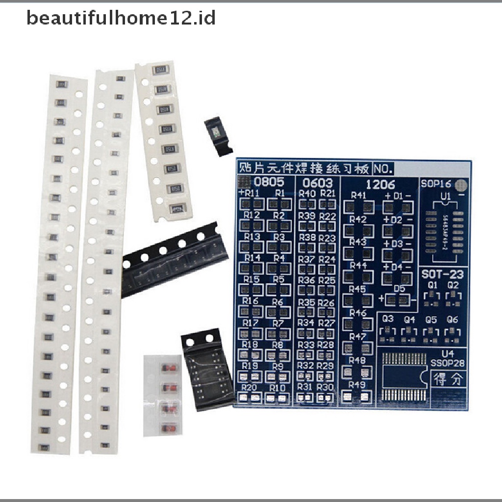 (Beautifulhome12.Id) Papan Pcb Komponen Smt Smd Untuk Latihan Solder Diy