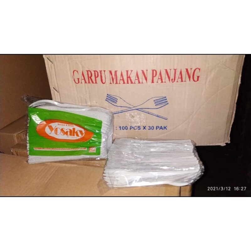 Garpu Makan Plastik warna cream isi 100pcs